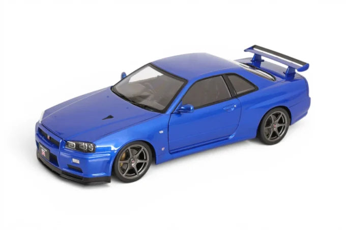 KK-Scale 1:12 Nissan Skyline GT-R (R34) V-Spec II 2001 Jantes OEM – Bleu Métallisé – KKDC120211-1