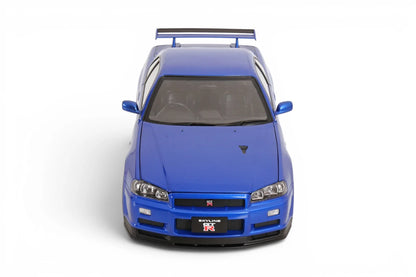 KK-Scale 1:12 Nissan Skyline GT-R (R34) V-Spec II 2001 Jantes OEM – Bleu Métallisé – KKDC120211-1
