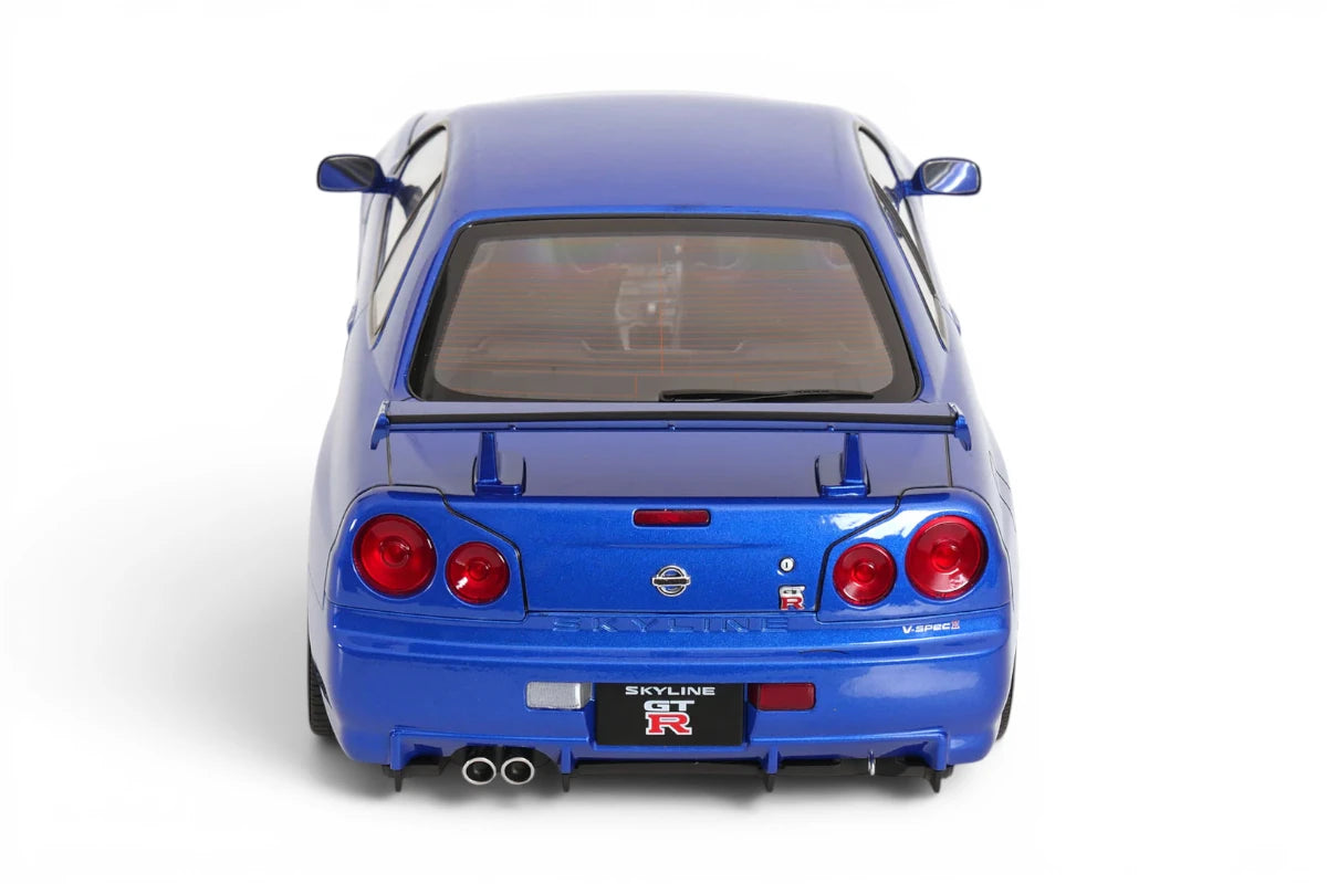 KK-Scale 1:12 Nissan Skyline GT-R (R34) V-Spec II 2001 Jantes OEM – Bleu Métallisé – KKDC120211-1
