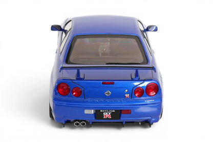 KK-Scale 1:12 Nissan Skyline GT-R (R34) V-Spec II 2001 Jantes OEM – Bleu Métallisé – KKDC120211-1