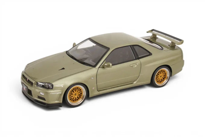 KK-Scale 1:12 Nissan Skyline GT-R (R34) V-Spec II 2001 – Jantes BBS Dorées – Vert Métallisé Clair – KKDC120212-2