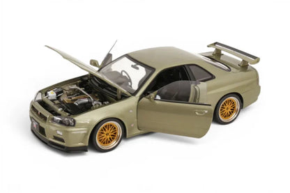 KK-Scale 1:12 Nissan Skyline GT-R (R34) V-Spec II 2001 – Jantes BBS Dorées – Vert Métallisé Clair – KKDC120212-2