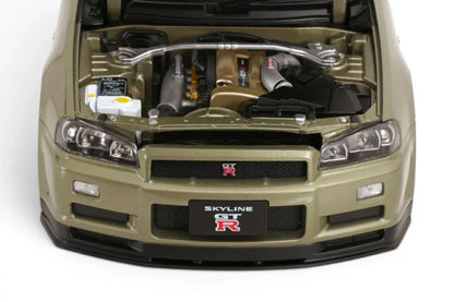 KK-Scale 1:12 Nissan Skyline GT-R (R34) V-Spec II 2001 – Jantes BBS Dorées – Vert Métallisé Clair – KKDC120212-2