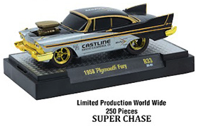 CHASE CAR 1958 Plymouth Fury RAW Super Chase - M2 Machines 1:64 Ground Pounders Release 33 - 82161-33B-CHASE-SUPER