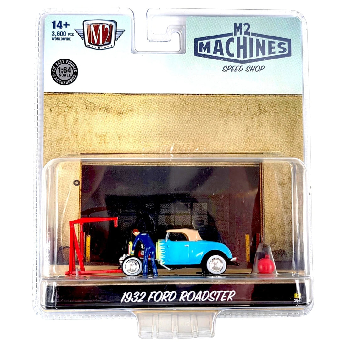 M2 Machines 1:64 1932 Ford Roadster – Blue Speed Shop – Diorama Release 22 67500-22-B