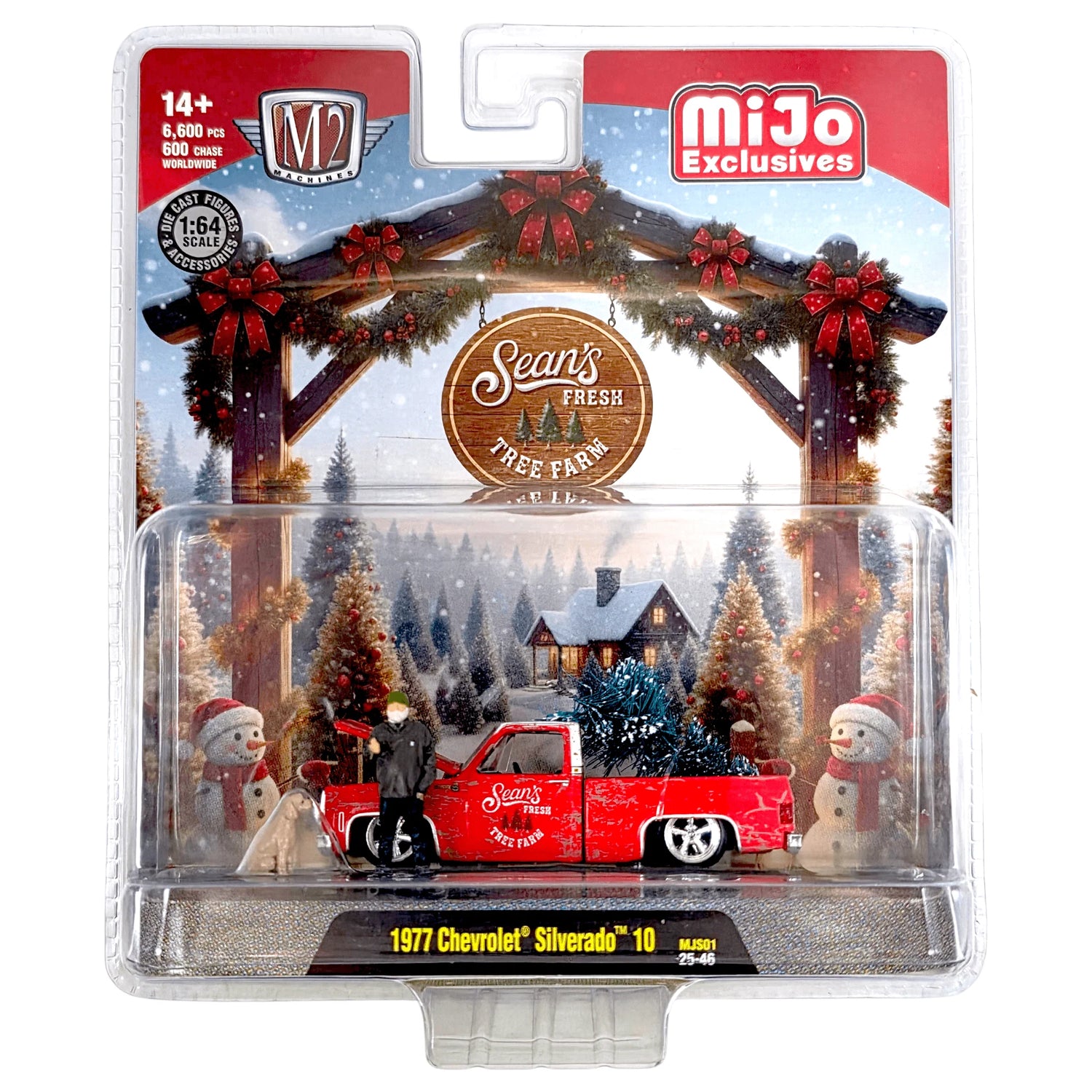 Diorama Sean’s Fresh Tree Farm 1977 Chevrolet Silverado 10 with Sean Figure Dog (M2 Machines)