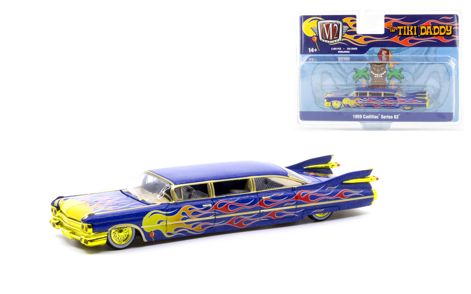 CHASE CAR-Auto-Stretch 1959 Cadillac 62 Stretch Custom Tiki Daddy - Blue - Hobby Exclusive