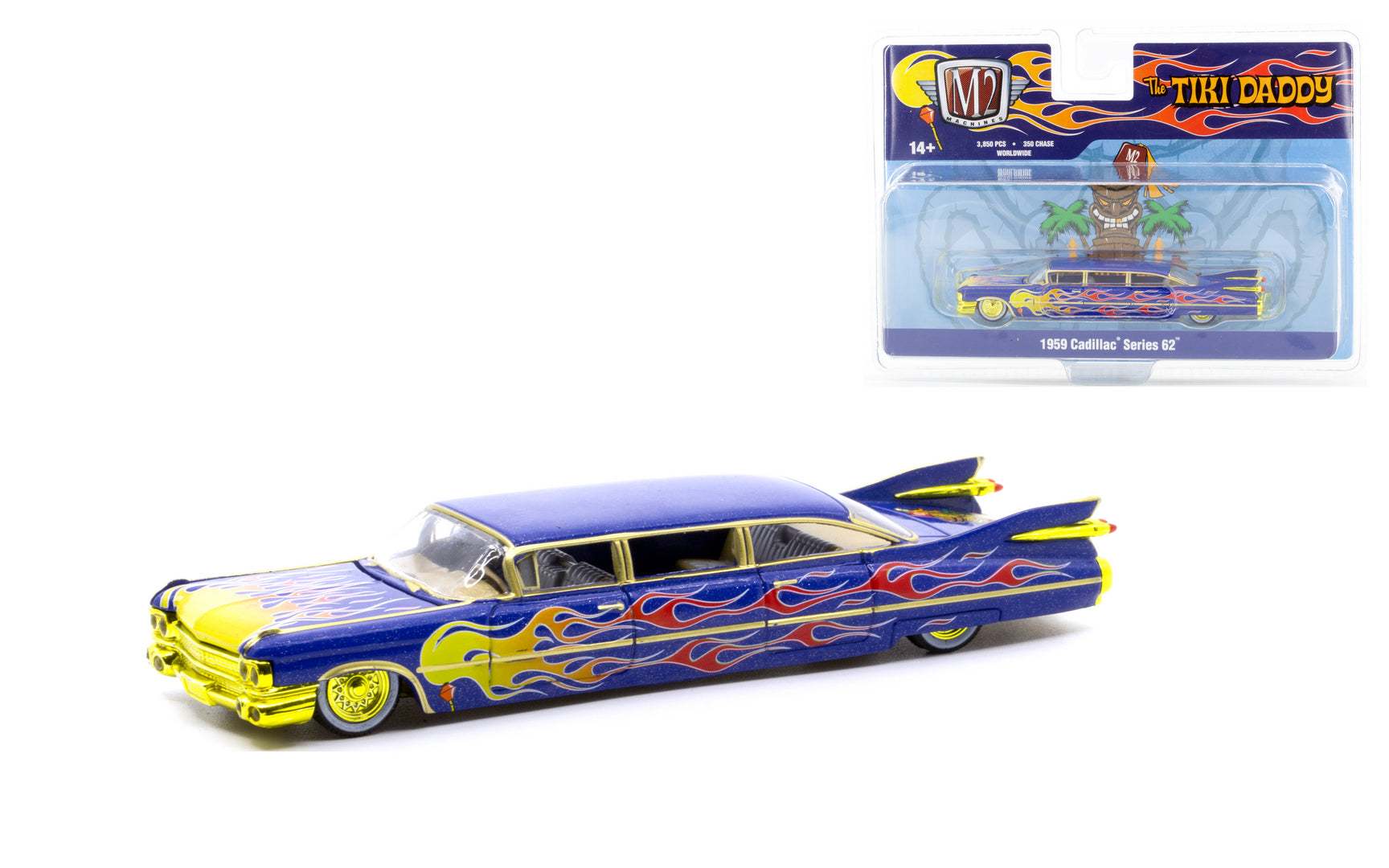 CHASE CAR-Auto-Stretch 1959 Cadillac 62 Stretch Custom Tiki Daddy - Blue - Hobby Exclusive