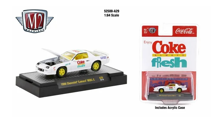 1990 Chevrolet Camaro Iroc-Z White, Coca Cola, (Échelle-Scale 1:64)