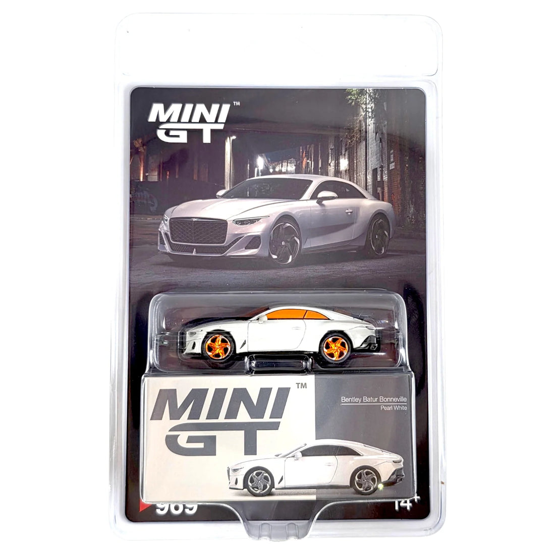 CHASE CAR Mini GT 1:64 Bentley Batur – Bonneville Pearl – Roues orange – MGT00969-BLC-CHASE