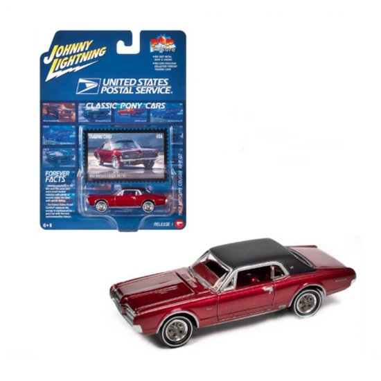 Johnny Lightning Pop Culture Release 1 USPS 1967 Mercury Cougar XR-7 GT – Rouge foncé – JLPC011A