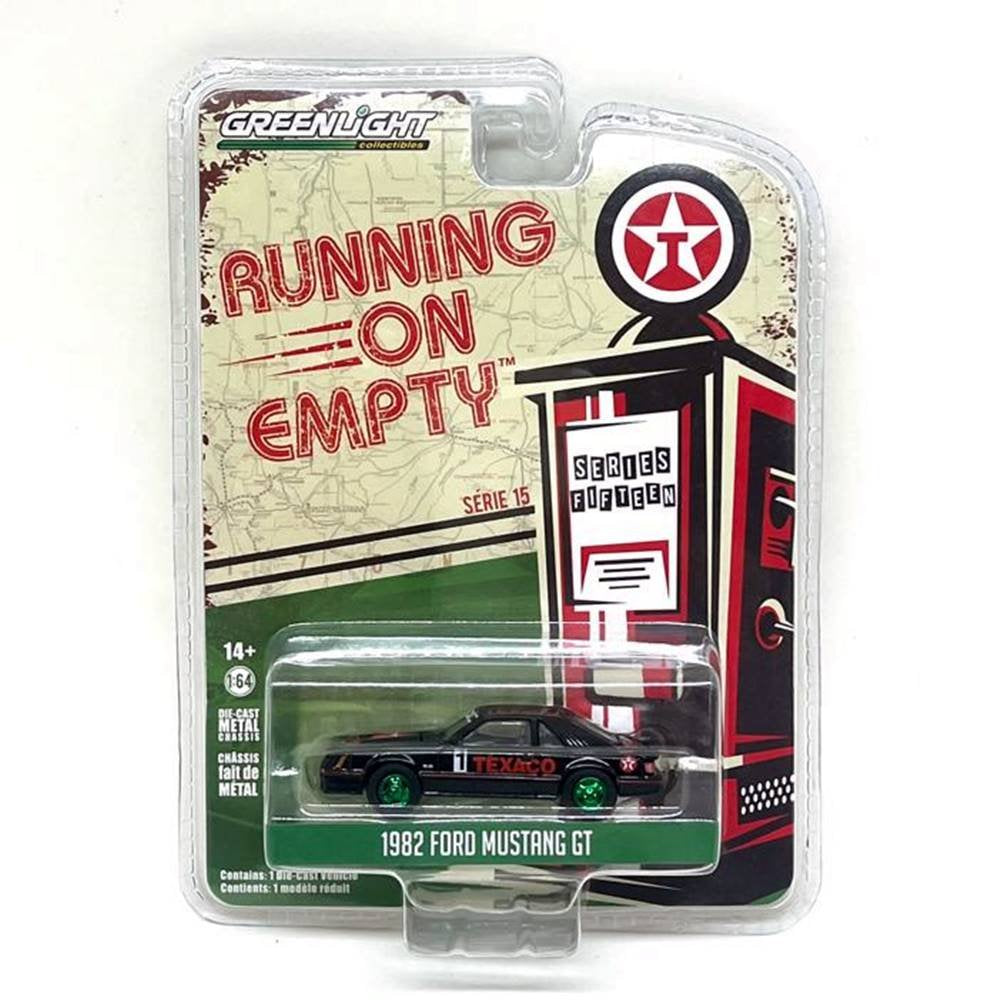 CHASE CAR – 1982 Ford Mustang GT – Texaco – Running on Empty Series 15 – Green Machine – GreenLight 1:64 – GL41150-C-CHASE