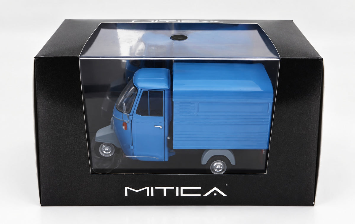 Mitica 1:18 1979 Piaggio Ape P501 Closed Van – Blue – Carmodel Exclusive – 204004-D