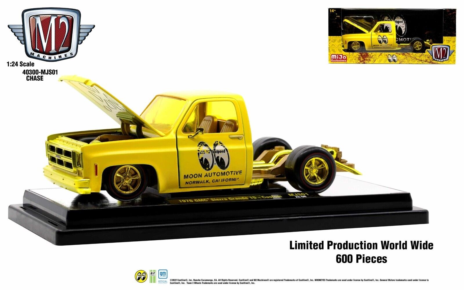 【超特価】 Chase Cars - Moon, 1976 GMC Sierra Grande 15 Mooneyes Custom ミニカー