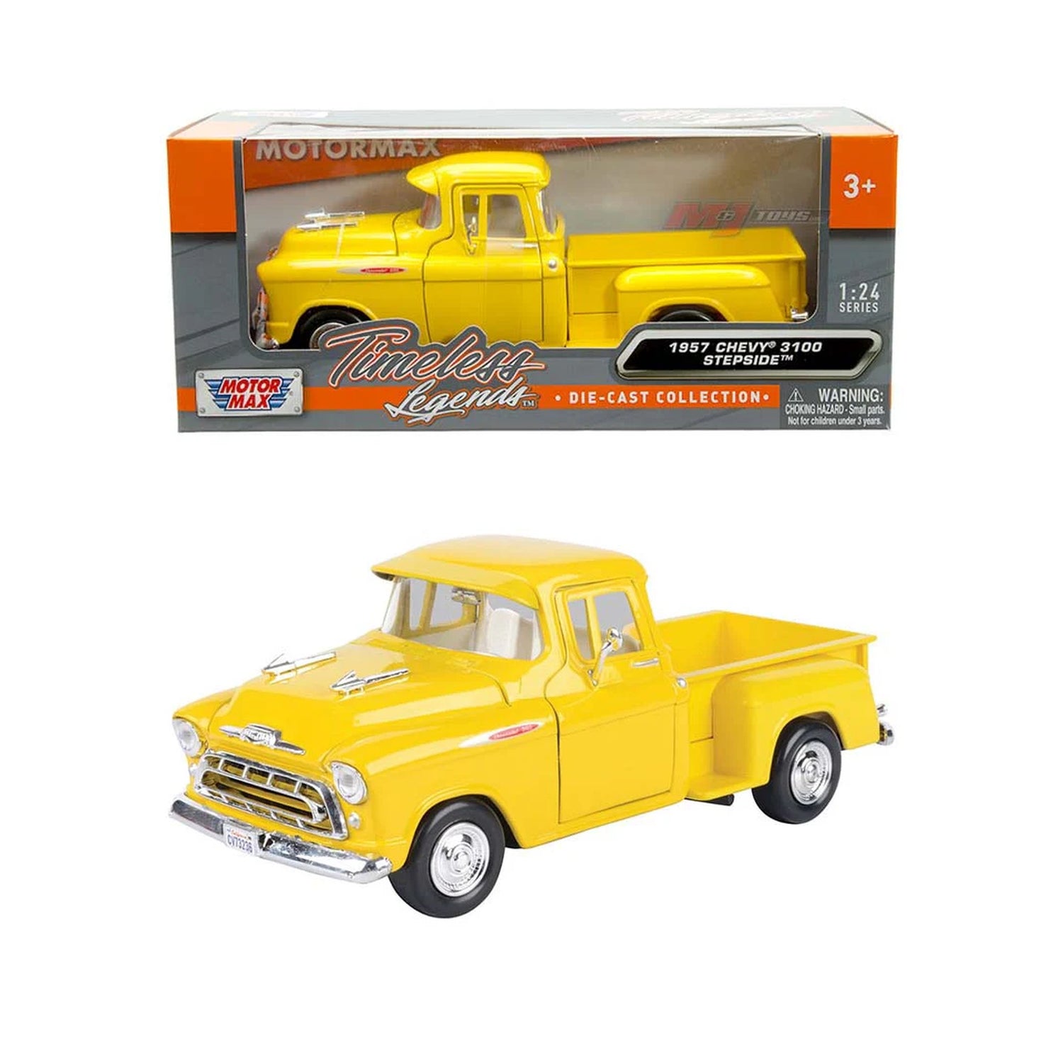 Chevrolet 3100 Stepside 1957 Jaune – Motormax 1:24 Timeless Legends – 79381YL