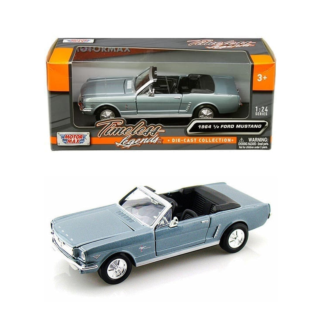 1964 1/2 Ford Mustang Convertible Blue – Motormax 1:24 Timeless Legends – 73212AC-BL
