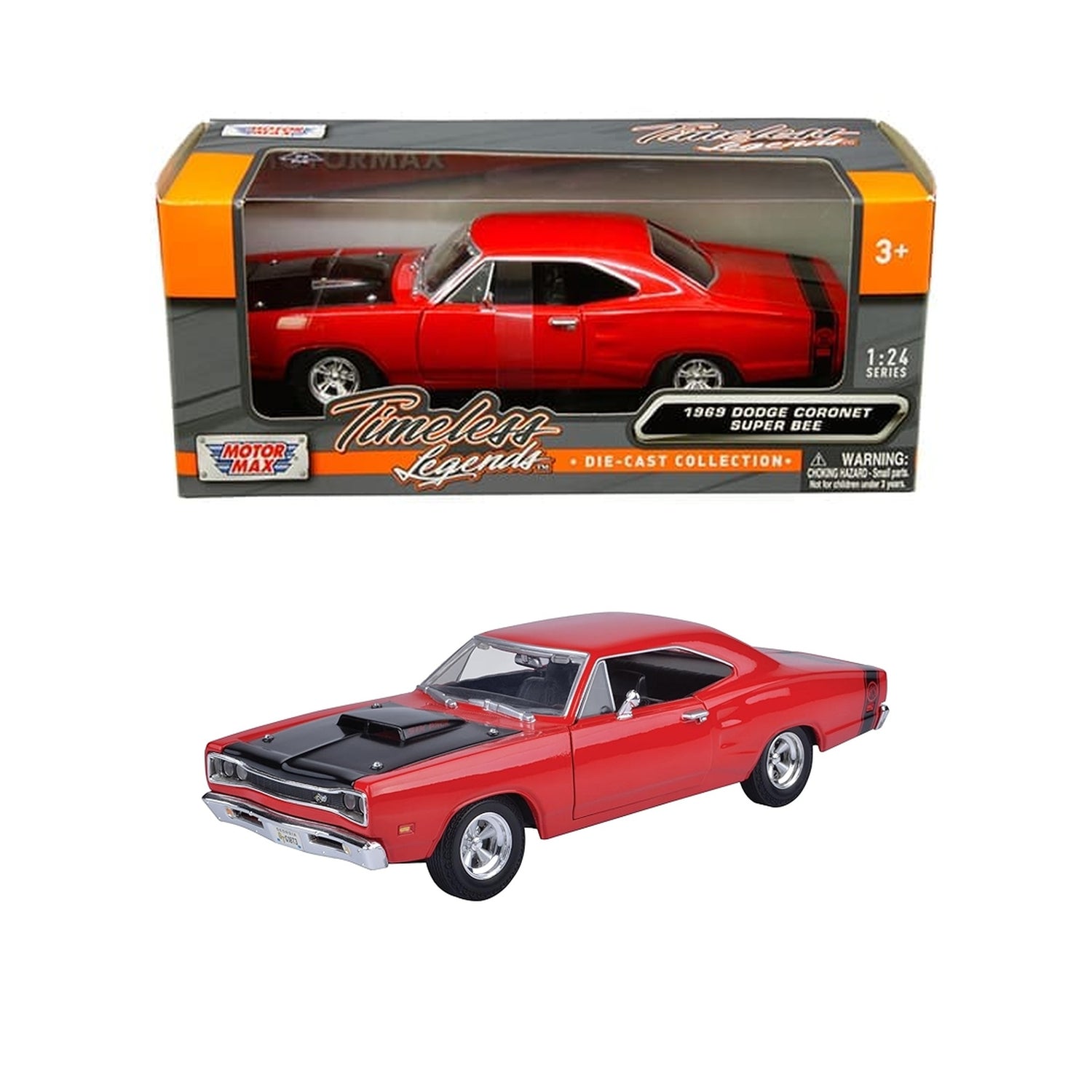Dodge Coronet Super Bee 1969 Rouge – Motormax 1:24 Timeless Legends – 73315AC-RD