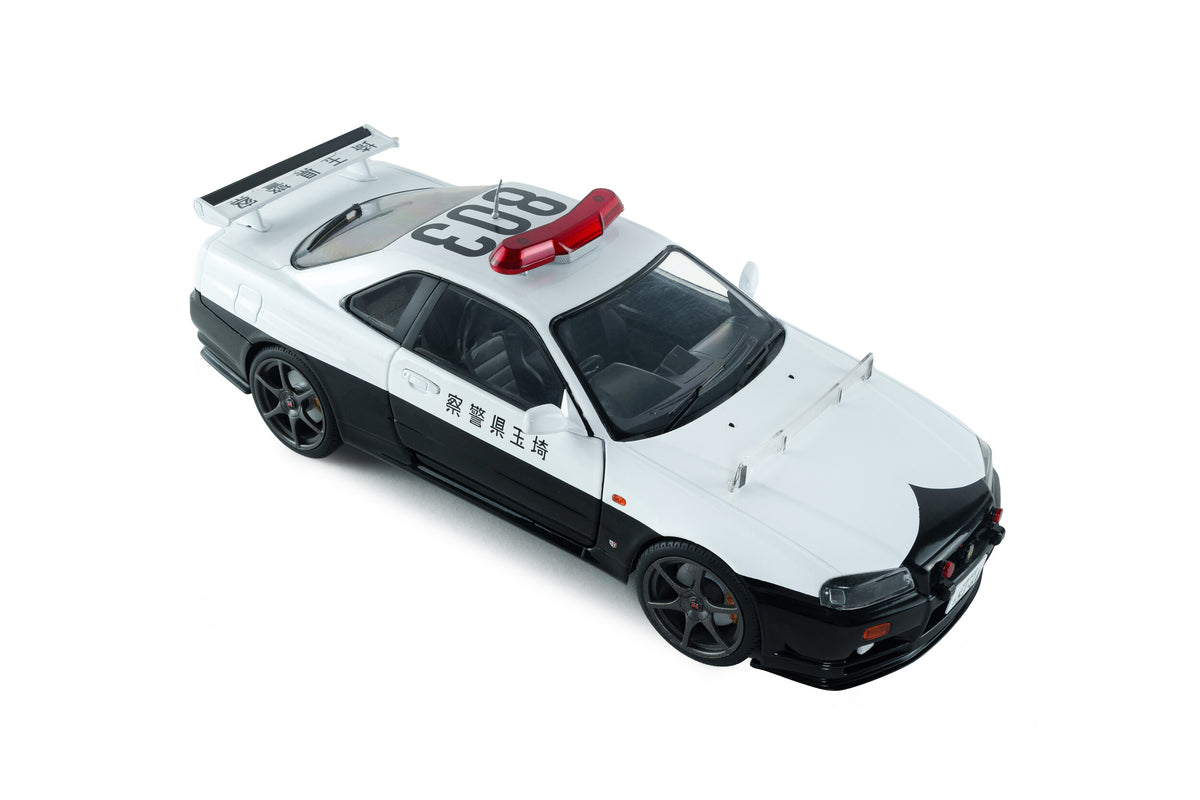 Solido 1:18 1999 Nissan Skyline GT-R (R34) – Japanese Police – White/Black – S1804317