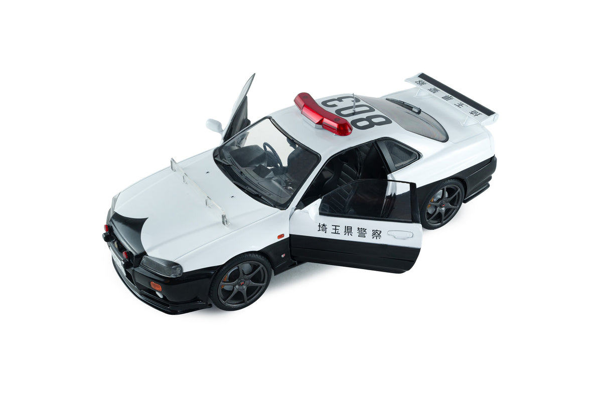 Solido 1:18 1999 Nissan Skyline GT-R (R34) – Japanese Police – White/Black – S1804317