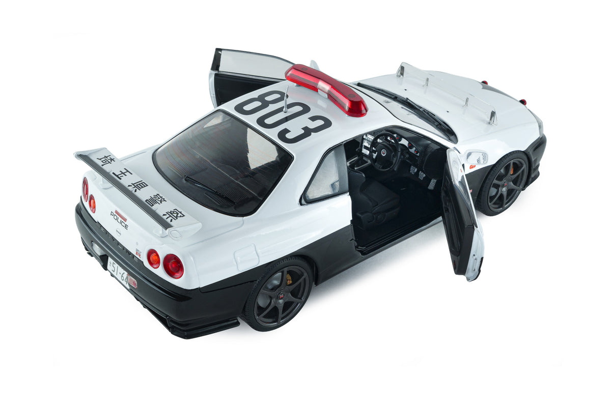 Solido 1:18 1999 Nissan Skyline GT-R (R34) – Japanese Police – White/Black – S1804317