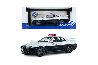 Solido 1:18 1999 Nissan Skyline GT-R (R34) – Japanese Police – White/Black – S1804317