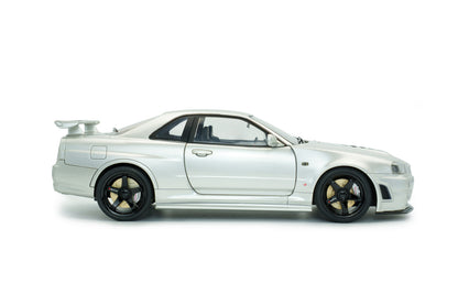 Solido 1:18 1999 Nissan Skyline GT-R (BNR34) with NISMO Parts – Silver – S1804312
