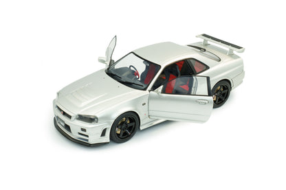 Solido 1:18 1999 Nissan Skyline GT-R (BNR34) with NISMO Parts – Silver – S1804312