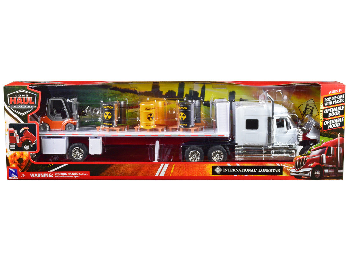 International Lonestar Truck avec Remorque Flatbed et Barils Radioactif