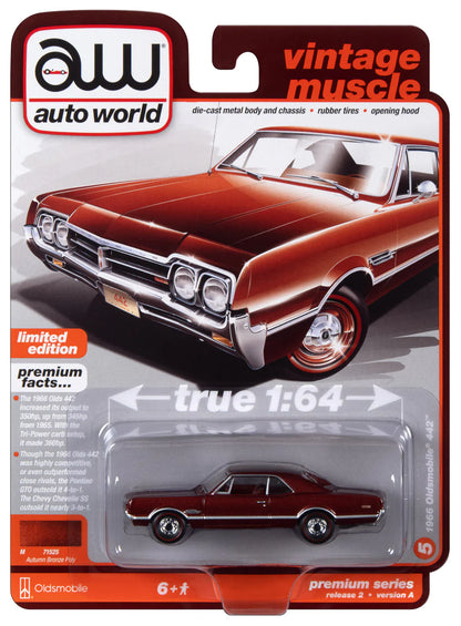 1966 Oldsmobile 442 in Autumn Bronze Poly by Auto World 1/64