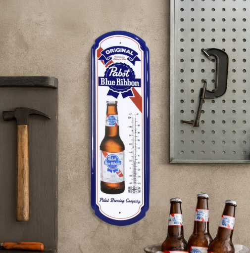 Pabst Blue Ribbon Vintage Thermometer - Indoor/Outdoor Retro Sign