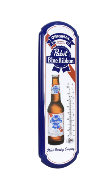Pabst Blue Ribbon Vintage Thermometer - Indoor/Outdoor Retro Sign