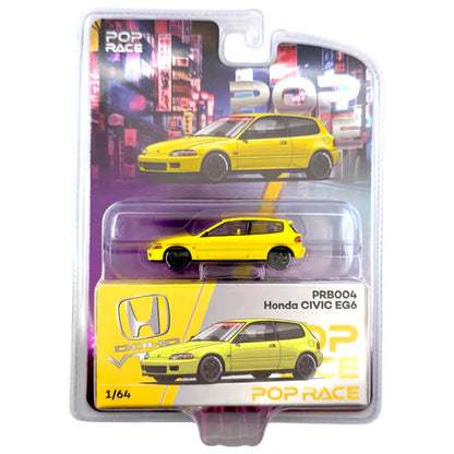 (LIMIT 1 PER CLIENT) POPRACE 1/64-Honda Civic EG6 YELLOW - Vancouver 2026 Edition PRB004