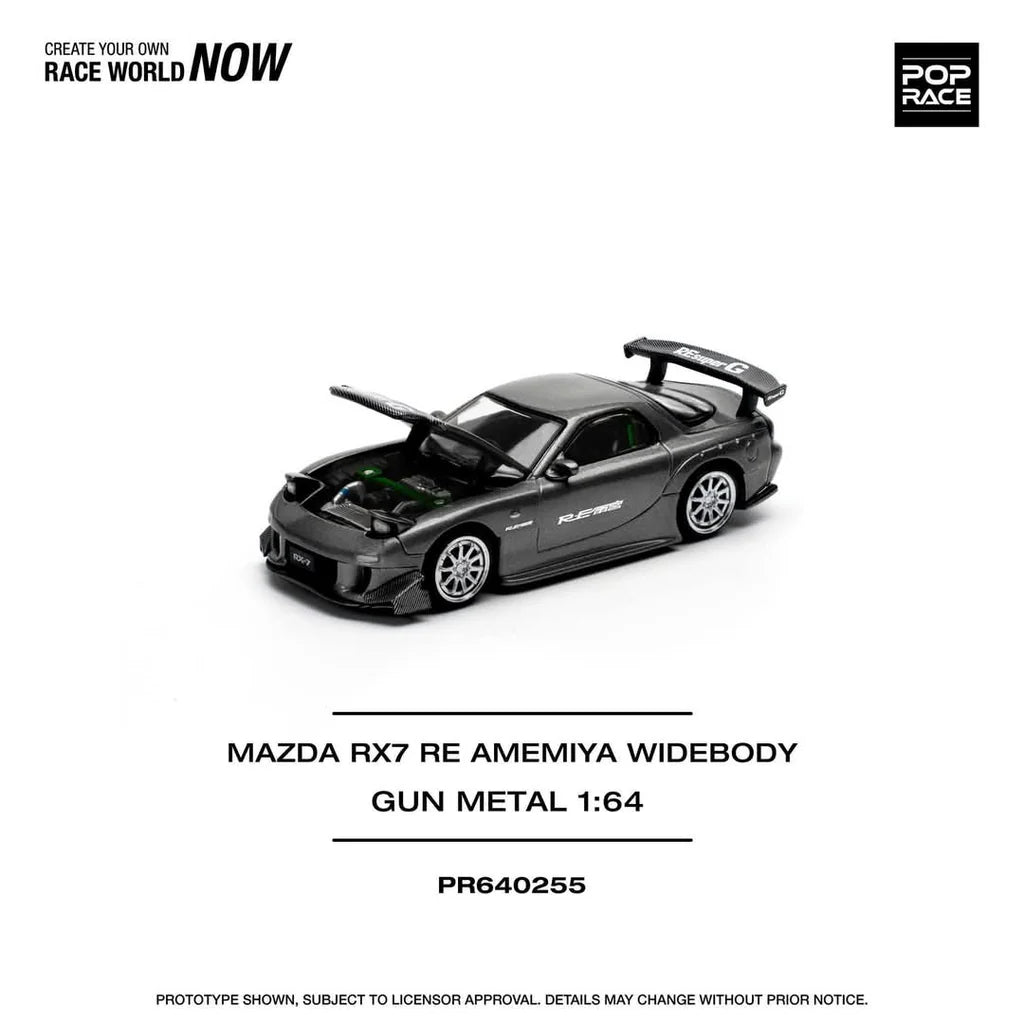 POPRACE 1/64 - Mazda RX7 Re-Amemiya - "Gun Metal" - PR640255