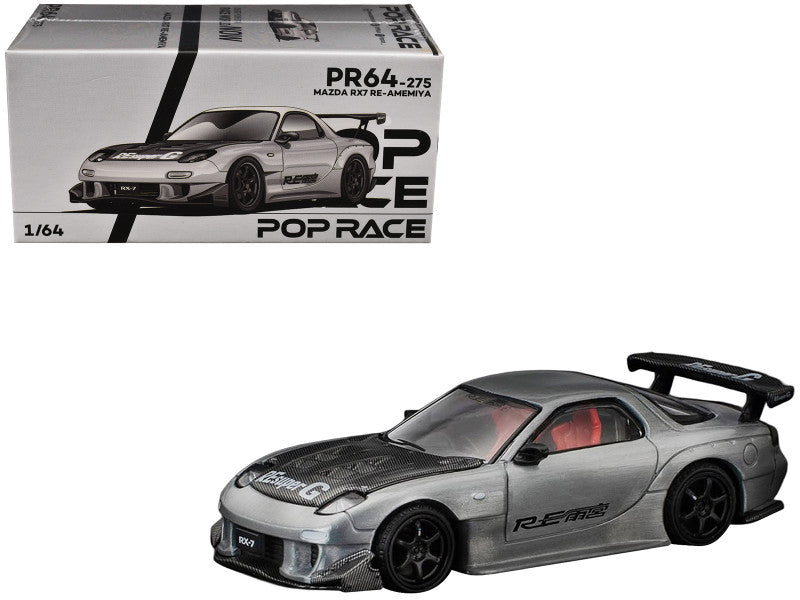 POPRACE- Mazda RX7 RE-AMEMIYA Widebody Silver Japan MINICAR A GOGO Exclusive event model PR640275