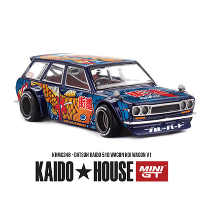 (PRE-ORDER 2026) Kaido House x Mini GT Datsun KAIDO 510 Wagon Koi Wagon V1- Blue-KHMG248