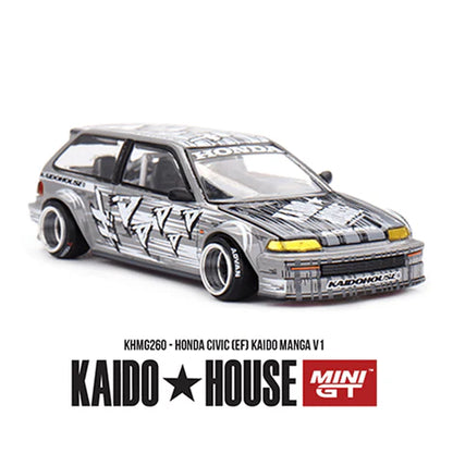 (PRE-ORDER 2026) Kaido House x Mini GT Honda Civic (EF) Kaido Manga V1 – Silver KHMG260