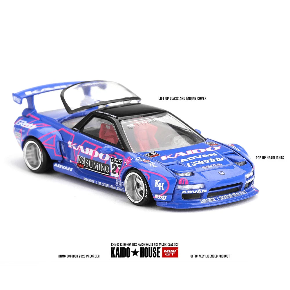 (PRE-ORDER 2026/2027) Kaido House x Mini GT 1:64 Honda NSX Kaido House Nostalgic Classics – Blue – Chance of CHASE – KHMG322