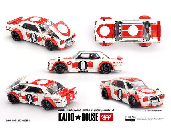 Kaido House x Mini GT - Nissan Skyline 2000GT-R (KPGC10) Kaido Works V2 – White (KHMG211)