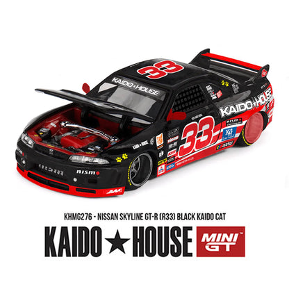 (PRE-ORDER 2026) Kaido House x Mini GT-Nissan Skyline GT-R (R33) Black Kaido Cat  (KHMG276)