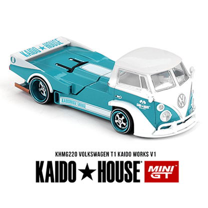 (PRE-ORDER 2025)  Kaido House x Mini GT - Volkswagen T1 KAIDO WORKS V1 – Turquoise/White KHMG220