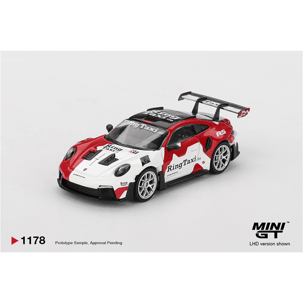 (PRE-ORDER 2026) MINI GT- Porsche 911 (992) GT3 RS Weissach RingTaxi.com MGT01178-BL