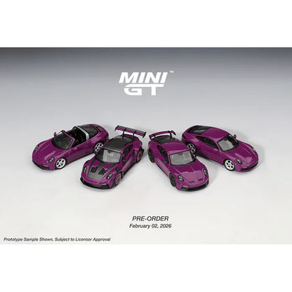 (PRE-ORDER 2026) Mini GT-Porsche 911 (992.1) Rubystone Red Set of 4 – Special Edition MGTS0021