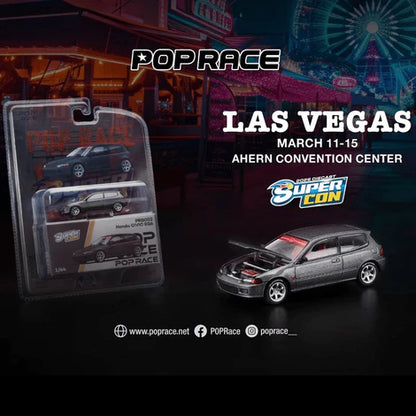 POPRACE 1/64-Honda Civic EG6 Dark Grey *Las Vegas Supercon 2026 Edition (PRB002)