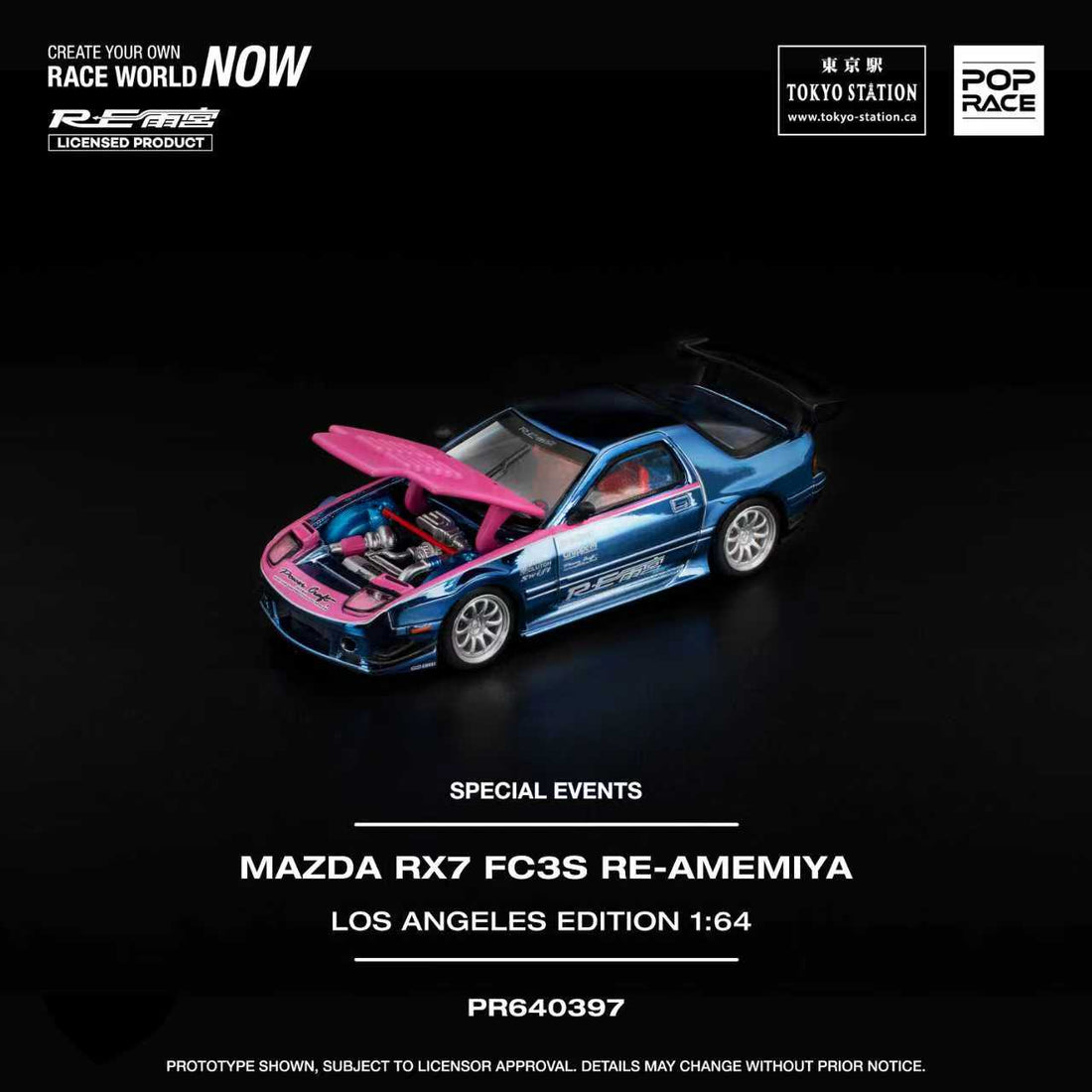 POPRACE 1/64-Mazda RX7 (FC3S) RE Amemiya RHD-Los Angeles Edition PR640397