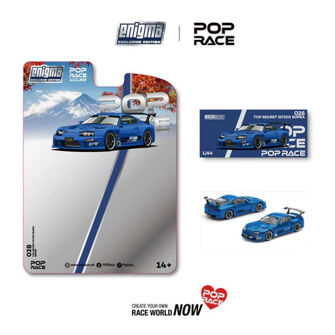 (PRE-ORDER 2026) POPRACE 1/64-Pop Race - Top Secret Supra GT500 (A80) - Blue *Enigma Exclusive (PRE028)