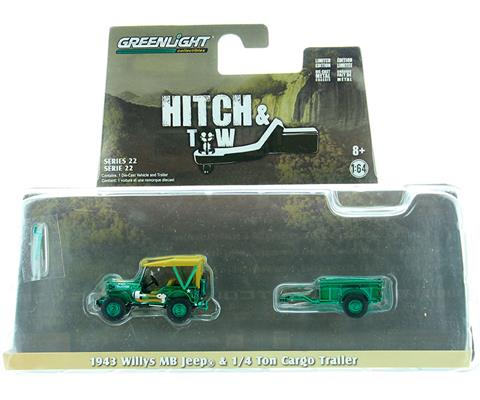 CHASE GREEN MACHINE-1943 Willys MB Jeep with M5 Liquid Vesicant Detector Invasion Star and 1/4 Ton Cargo Trailer (Hitch and Tow series 22)