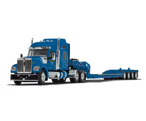 Western Distributing - Kenworth W990 with 76" Mid-Roof Sleeper and Fontaine Magnitude Tri-Axle Lowboy Trailer with Flip Tail
