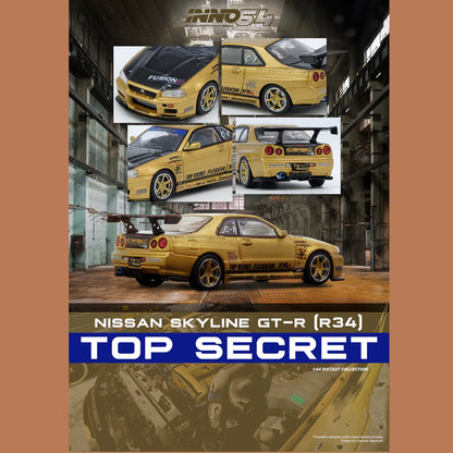 (PRE-ORDER 2025) INNO64 1/64 TOP SECRET R34 GT-R Gold IN64-R34TS-GOLD