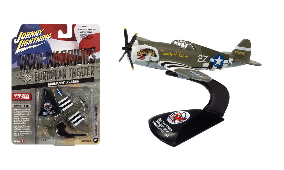 Republic P-47D Razorback Fighter Plane “Normandy Invasion” – Johnny Lightning WWII Warriors European Theater (JLML008-2B-E)