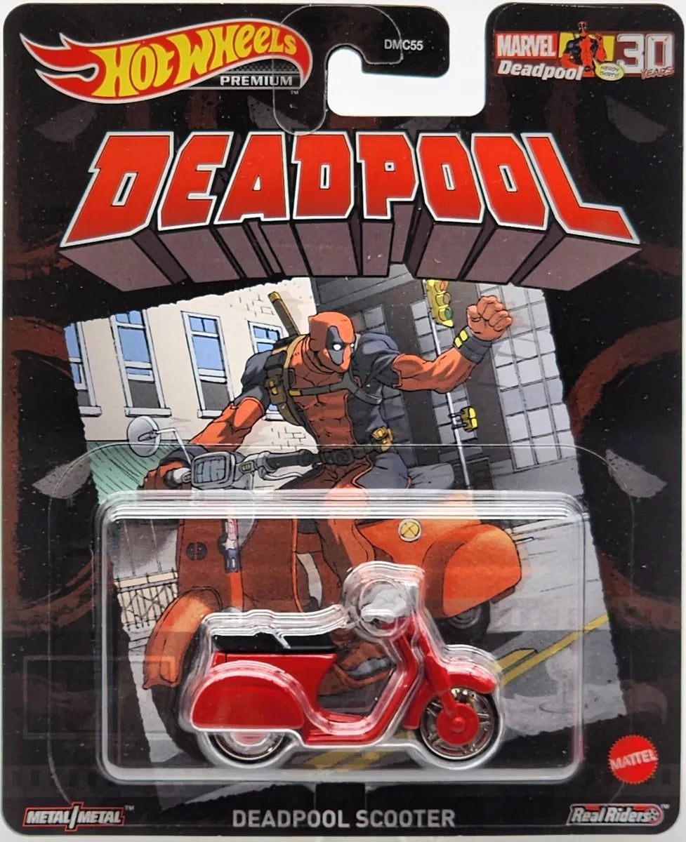 Hot Wheels Premium 2021, Retro Entertainment F,  MARVEL DEADPOOL SCOOTER (GRL78)